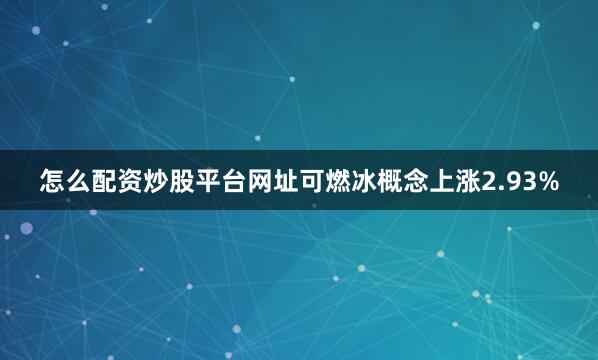怎么配资炒股平台网址可燃冰概念上涨2.93%